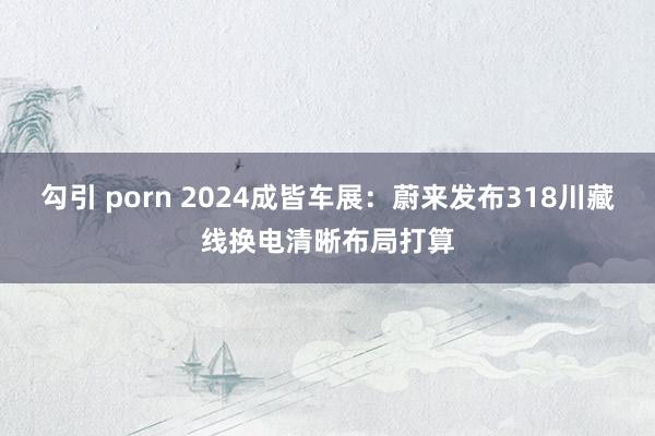 勾引 porn 2024成皆车展：蔚来发布318川藏线换电清晰布局打算