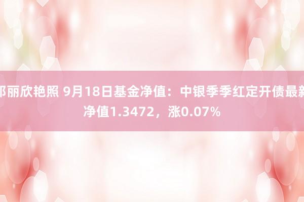 邓丽欣艳照 9月18日基金净值：中银季季红定开债最新净值1.3472，涨0.07%