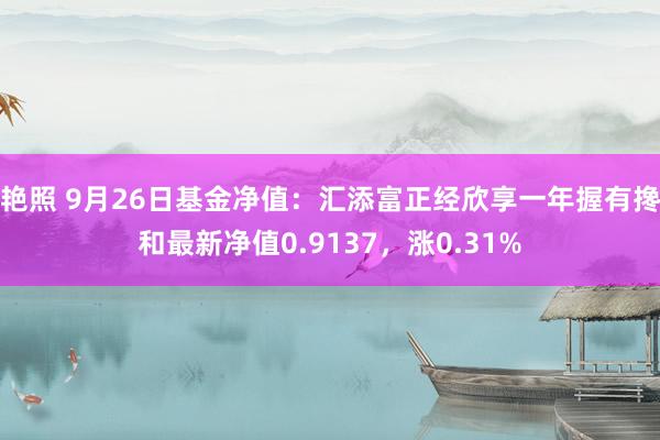 艳照 9月26日基金净值：汇添富正经欣享一年握有搀和最新净值0.9137，涨0.31%