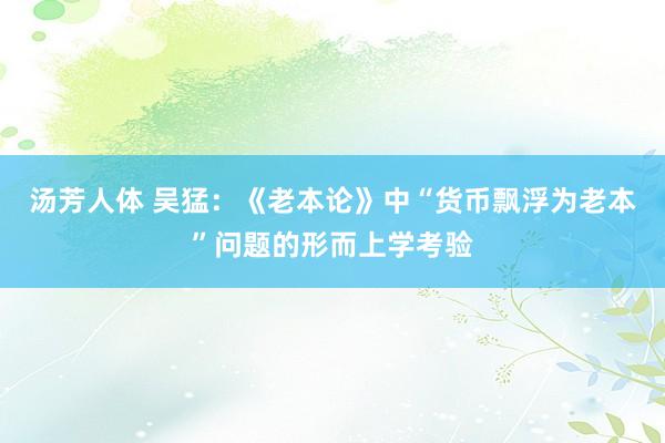 汤芳人体 吴猛：《老本论》中“货币飘浮为老本”问题的形而上学考验