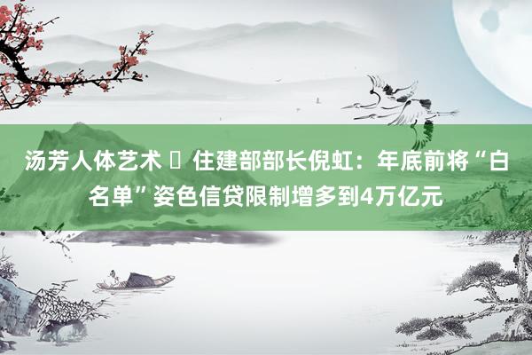 汤芳人体艺术 ​住建部部长倪虹：年底前将“白名单”姿色信贷限制增多到4万亿元