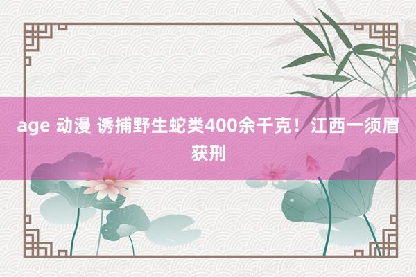 age 动漫 诱捕野生蛇类400余千克！江西一须眉获刑