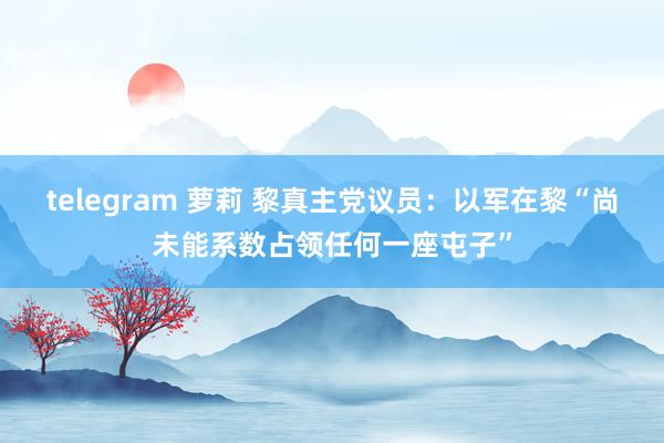 telegram 萝莉 黎真主党议员：以军在黎“尚未能系数占领任何一座屯子”