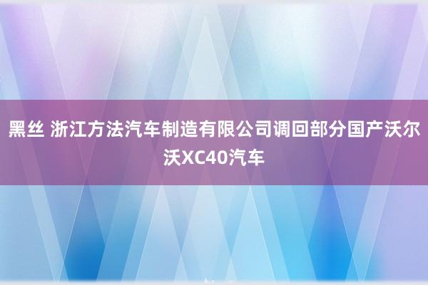 黑丝 浙江方法汽车制造有限公司调回部分国产沃尔沃XC40汽车