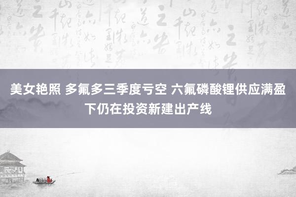 美女艳照 多氟多三季度亏空 六氟磷酸锂供应满盈下仍在投资新建出产线