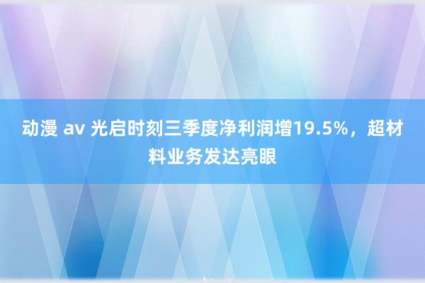 动漫 av 光启时刻三季度净利润增19.5%，超材料业务发达亮眼