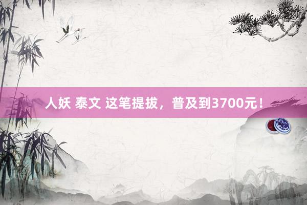 人妖 泰文 这笔提拔，普及到3700元！