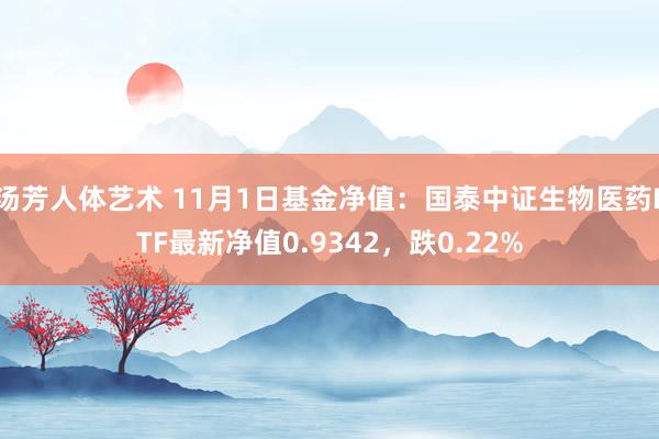 汤芳人体艺术 11月1日基金净值：国泰中证生物医药ETF最新净值0.9342，跌0.22%