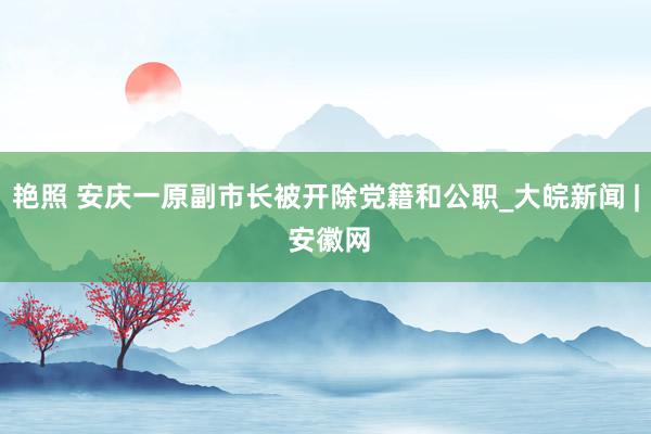 艳照 安庆一原副市长被开除党籍和公职_大皖新闻 | 安徽网