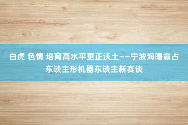 白虎 色情 培育高水平更正沃土——宁波海曙霸占东谈主形机器东谈主新赛谈