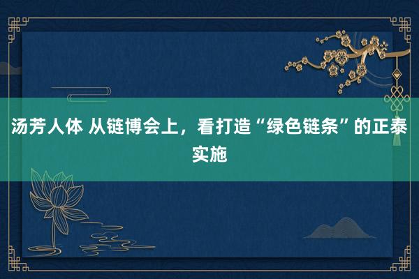 汤芳人体 从链博会上，看打造“绿色链条”的正泰实施