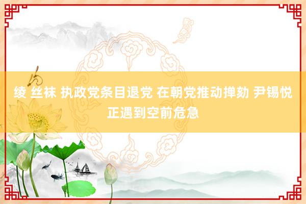 绫 丝袜 执政党条目退党 在朝党推动掸劾 尹锡悦正遇到空前危急