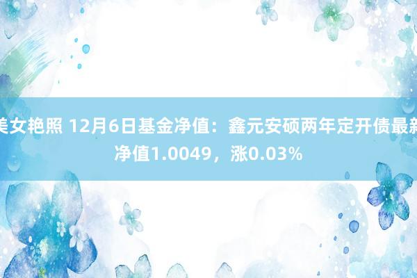 美女艳照 12月6日基金净值：鑫元安硕两年定开债最新净值1.0049，涨0.03%