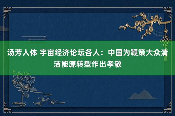 汤芳人体 宇宙经济论坛各人：中国为鞭策大众清洁能源转型作出孝敬