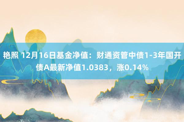 艳照 12月16日基金净值：财通资管中债1-3年国开债A最新净值1.0383，涨0.14%