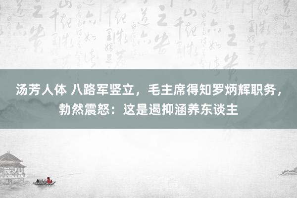 汤芳人体 八路军竖立，毛主席得知罗炳辉职务，勃然震怒：这是遏抑涵养东谈主