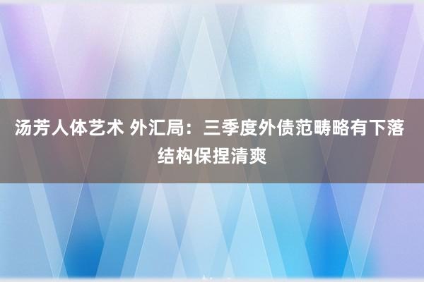 汤芳人体艺术 外汇局：三季度外债范畴略有下落 结构保捏清爽