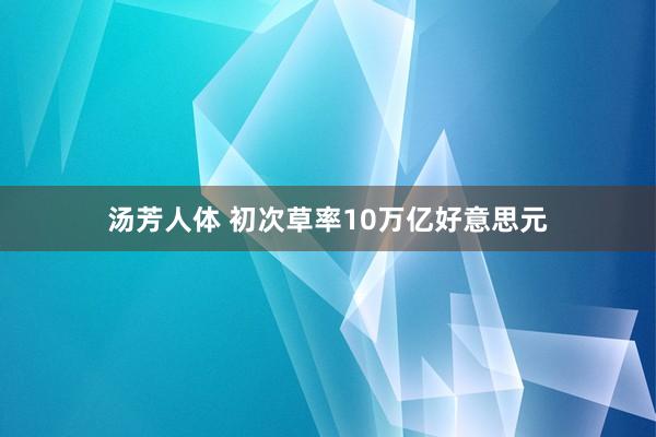 汤芳人体 初次草率10万亿好意思元