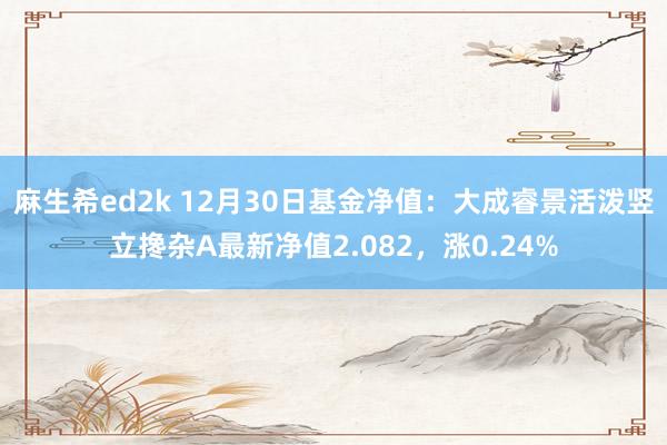 麻生希ed2k 12月30日基金净值：大成睿景活泼竖立搀杂A最新净值2.082，涨0.24%