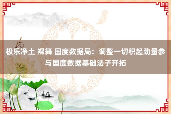 极乐净土 裸舞 国度数据局：调整一切积起劲量参与国度数据基础法子开拓