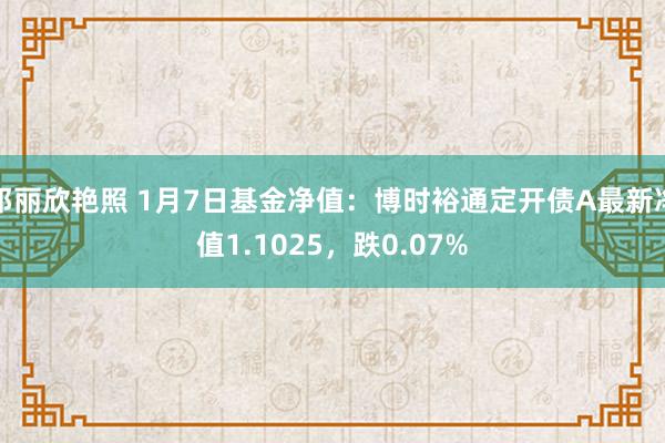 邓丽欣艳照 1月7日基金净值：博时裕通定开债A最新净值1.1025，跌0.07%