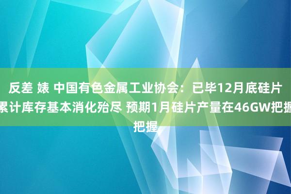 反差 婊 中国有色金属工业协会：已毕12月底硅片累计库存基本消化殆尽 预期1月硅片产量在46GW把握