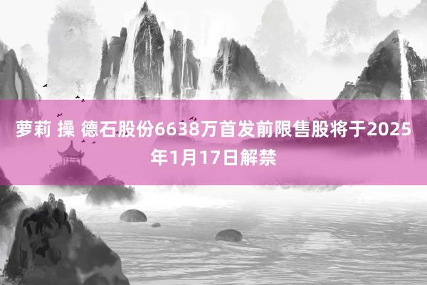 萝莉 操 德石股份6638万首发前限售股将于2025年1月17日解禁